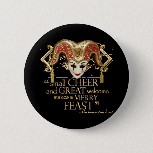Comedy Of Errors Feast Quote (Gold Version) Button (Front)