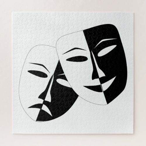 ComedyTragedy Black and White Theater Mask Jigsaw Puzzle