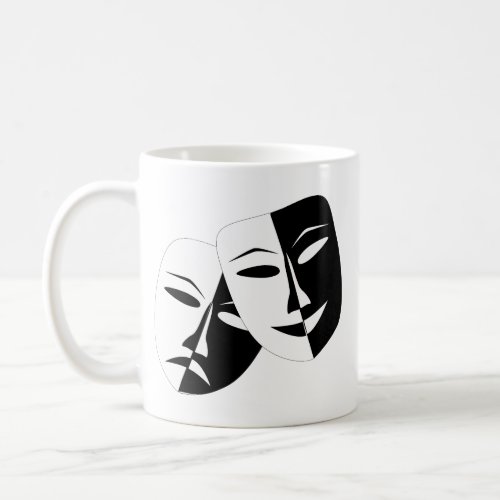 Comedy Tragedy Black and White Theatre Mask Coffee Mug