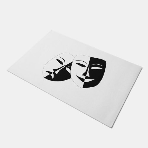 Comedy Tragedy Black and White Theatre Mask  Doormat