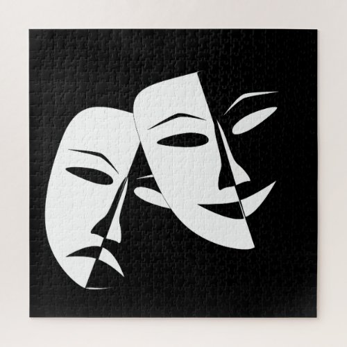 ComedyTragedy Black and White Theatre Mask Jigsaw Puzzle