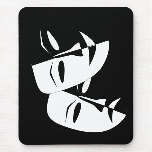 Comedy Tragedy Black and White Theatre Mask Mouse Pad