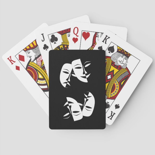 Comedy Tragedy Black and White Theatre Mask Poker Cards (Back)