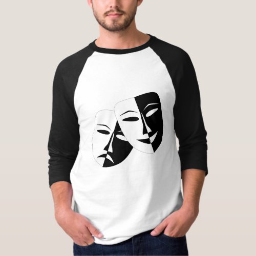 Comedy Tragedy Black and White Theatre Mask  T_Shi T_Shirt