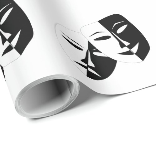 Comedy Tragedy Black and White Theatre Mask Wrappi Wrapping Paper