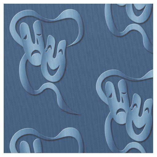 Comedy Tragedy Blue Pima Cotton Fabric