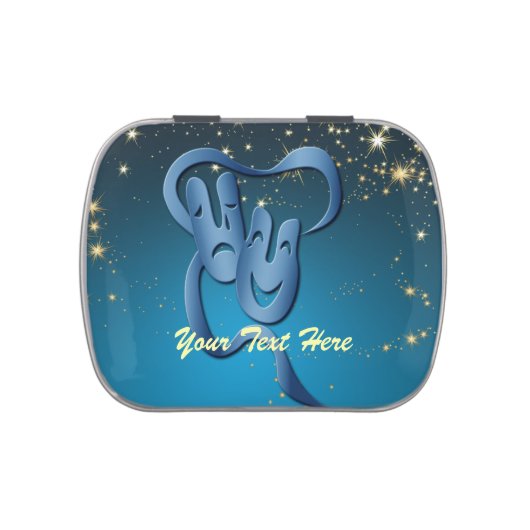 Comedy Tragedy Blue Theatre Mask Party Candy Tin (Top)