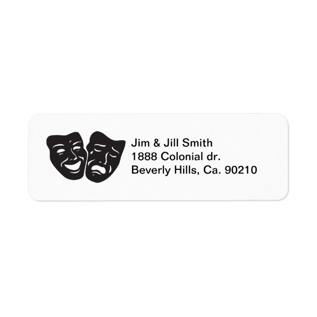 Comedy Tragedy Drama Theatre Masks Label (Front)