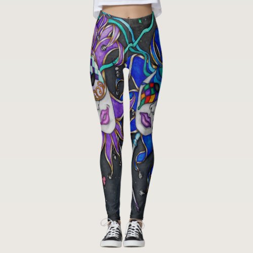 ComedyTragedy Jester Mask Leggings