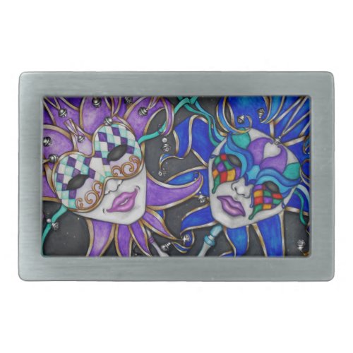 ComedyTragedy Jester Masks Belt Buckle