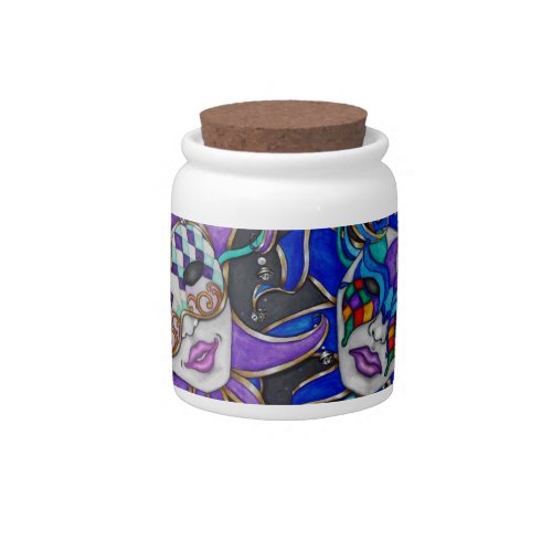 ComedyTragedy Jester Masks Candy Jar