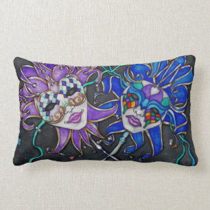 Comedy/Tragedy Jester Masks Lumbar Pillow