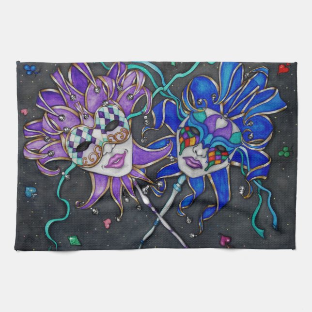 Comedy/Tragedy Jester Masks Towel (Horizontal)