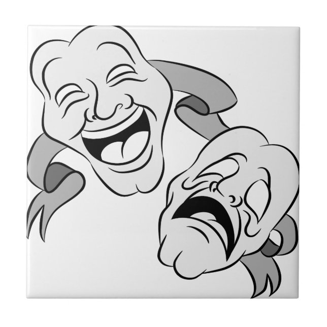 Comedy Tragedy Masks Ceramic Tile (Front)