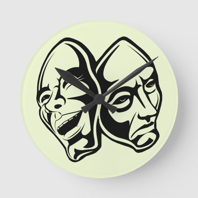 Comedy Tragedy masks masquerade still life art   Round Clock (Front)