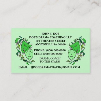 Comedy & Tragedy Masks Theater Arts Business Card by layooper at Zazzle