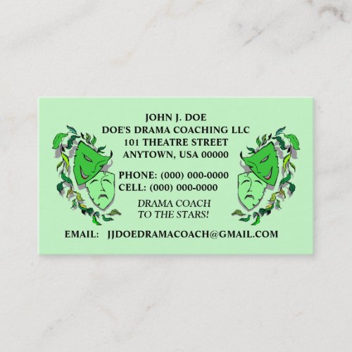 COMEDY  TRAGEDY MASKS THEATER ARTS BUSINESS CARD