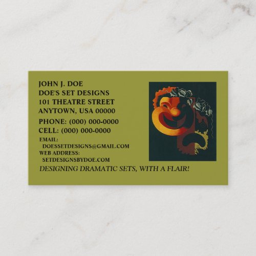 COMEDY  TRAGEDY MASKS THEATER ARTS BUSINESS CARD
