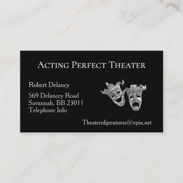 Comedy Tragedy Masks Theater Business Card (Front)