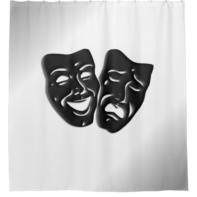 Comedy Tragedy Silver Theater Masks Shower Curtain (Front)