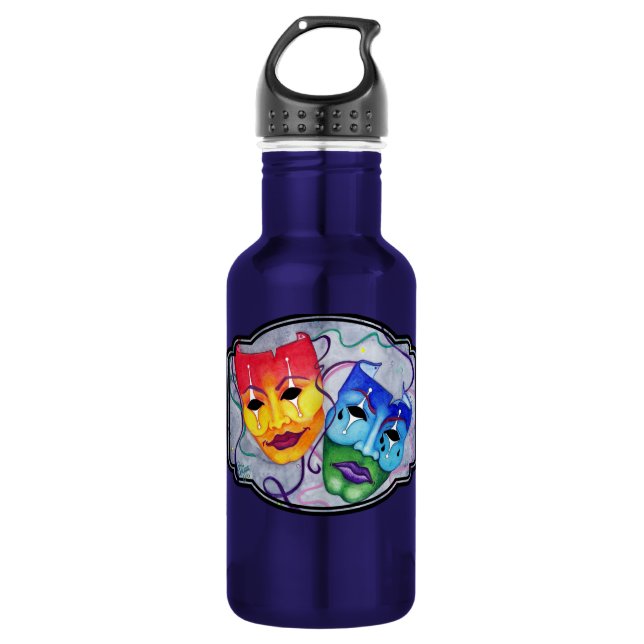 Comedy & Tragedy Stainless Steel Water Bottle (Front)