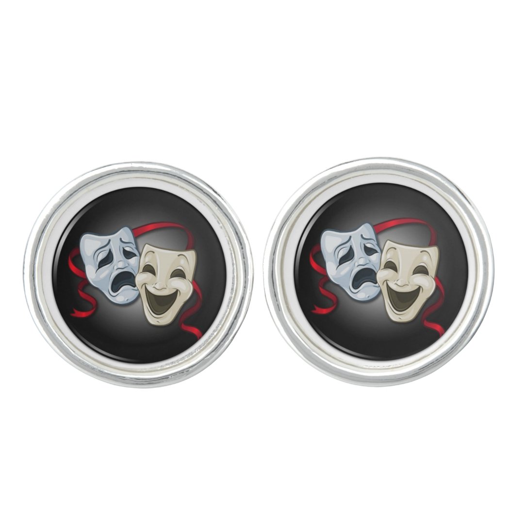 Comedy & Tragedy Theater Mask Cufflinks Zazzle