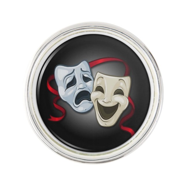 Comedy & Tragedy Theater Mask Lapel Pin (Front)