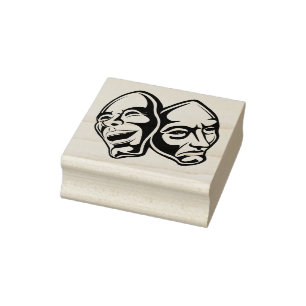 Comedy Tragedy theater masks masquerade still life Rubber Stamp