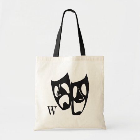 Comedy Tragedy Theater Monogram Tote Bag