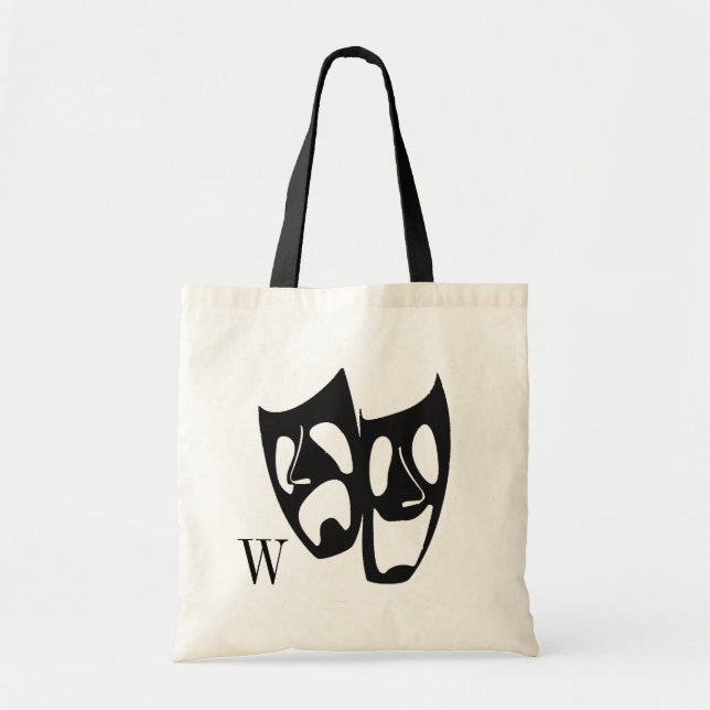 Comedy Tragedy Theater Monogram Tote Bag (Front)