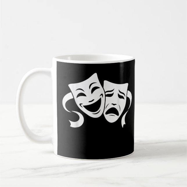 Comedy & Tragedy Theater White Masks Funny Men Wom Coffee Mug (Left)