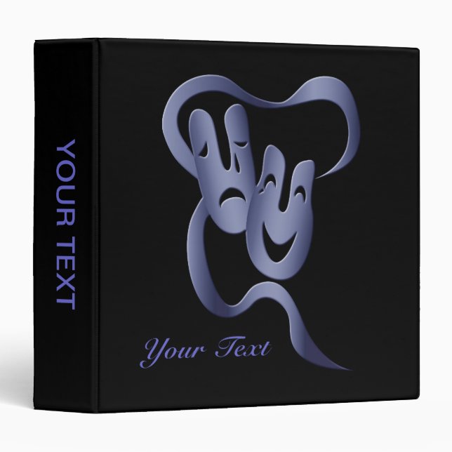 Comedy Tragedy Theatre Mask Blue/Black Binder (Front/Spine)