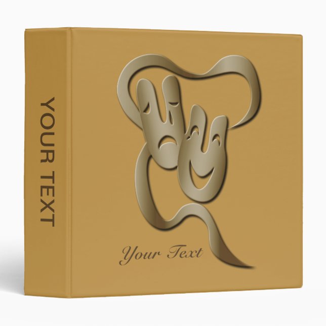 Comedy Tragedy Theatre Mask Gold Binder (Front/Spine)