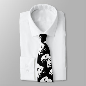 Comedy/Tragedy Theatre Mask On Black Neck Tie