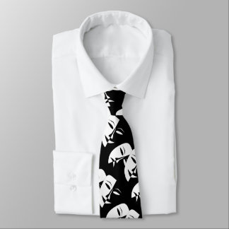 Comedy/Tragedy Theatre Mask On Black Neck Tie