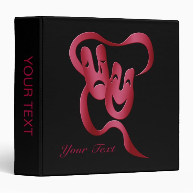 Comedy Tragedy Theatre Mask Red/Black Binder (Front/Spine)