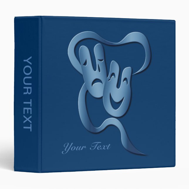 Comedy Tragedy Turquoise Theatre Mask Binder (Front/Spine)