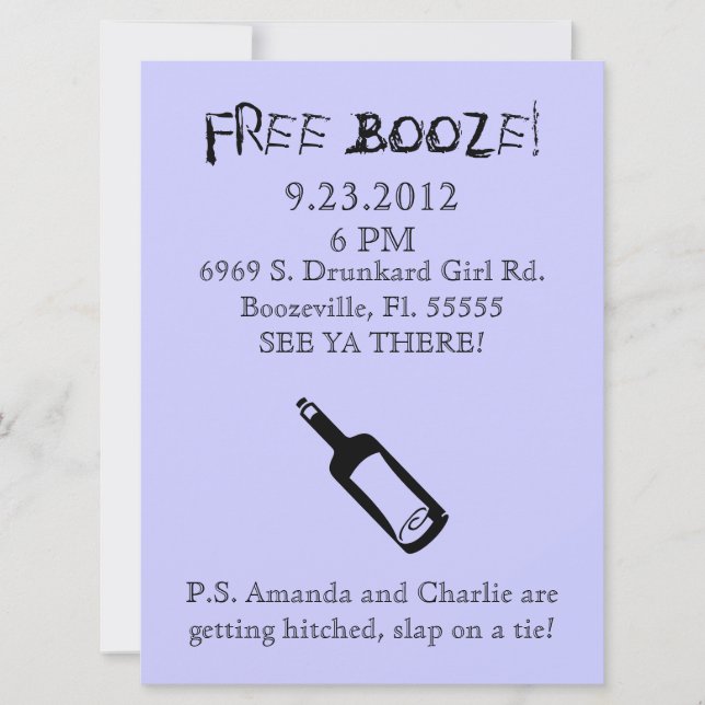 Comedy Wedding Invitation, Humor Invitation (Front)