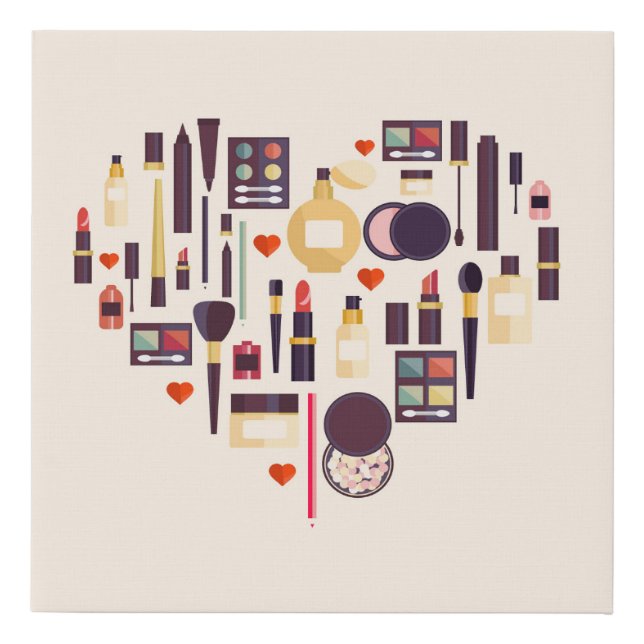 Comestics Heart Faux Canvas Print (Front)