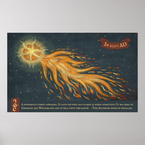 Comet Augsburg miracle book 1552 Space Astronomy Poster