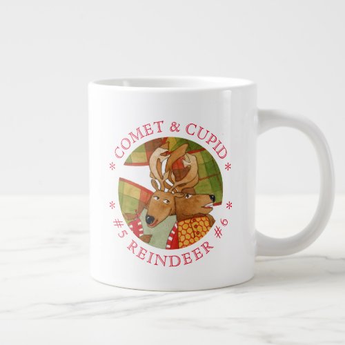 COMET CUPID REINDEER Big White Mug