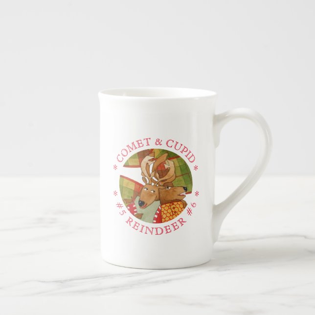 COMET CUPID REINDEER Bone China Mug (Right)