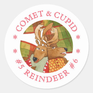 COMET CUPID REINDEER Small Round Stickers