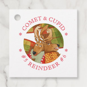 COMET CUPID REINDEER Square Favor/Gift Tags