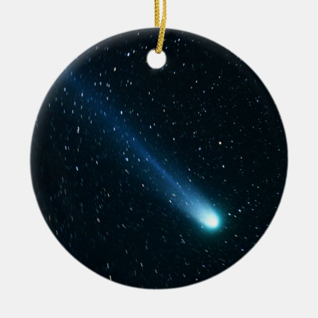 Comet in Night Sky Ceramic Ornament (Front)