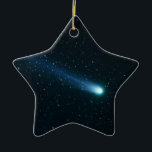 Comet in Night Sky Ceramic Ornament<br><div class="desc">A blazing comet creates a brilliant fuzzy ball in the night sky, followed by a blue wispy tail as it moves slowly among the stars in this enhanced stellar view.</div>