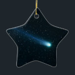 Comet in Night Sky Ceramic Ornament<br><div class="desc">A blazing comet creates a brilliant fuzzy ball in the night sky, followed by a blue wispy tail as it moves slowly among the stars in this enhanced stellar view.</div>