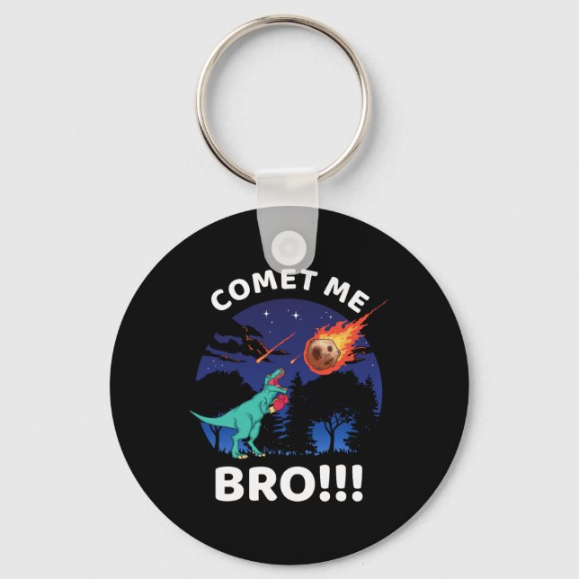 Comet Me Bro Funny Boxing T Rex Dinosaur Pun Extin Keychain (Front)