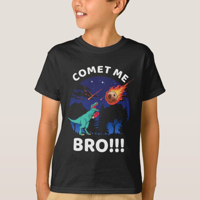 Comet Me Bro Funny Boxing T Rex Dinosaur Pun Extin T-Shirt (Front)