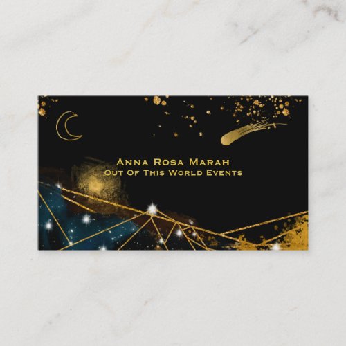  Comet  Moon Sacred Geometry Gold Glitter Business Card